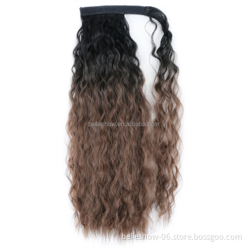 Long Fakes Hair Pieces Drawstring Ponytail Extensions Corn Curly for Women Synthetic High Temperature Fiber Hair Extension